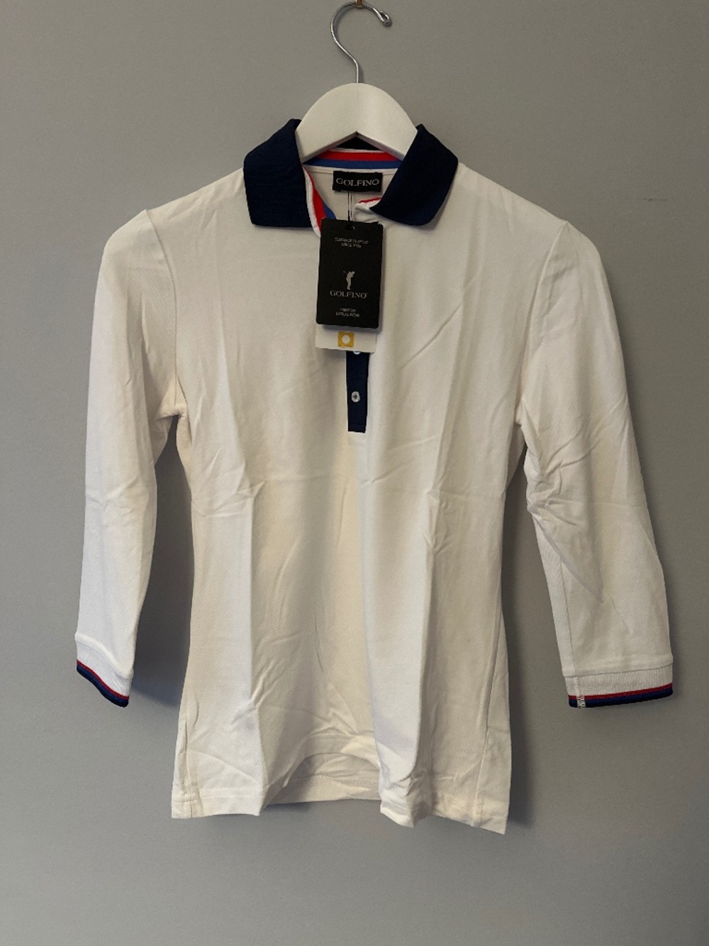 Golfino 3/4 length sleeve Retro Sport Polo golf shirt NWT size 4 / XS